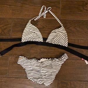 Black and white stripe bikini